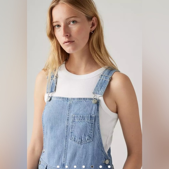 NEW LEVI’S - Overall Midi Dress / Utility Style in Medium Wash - Picture 3 of 12